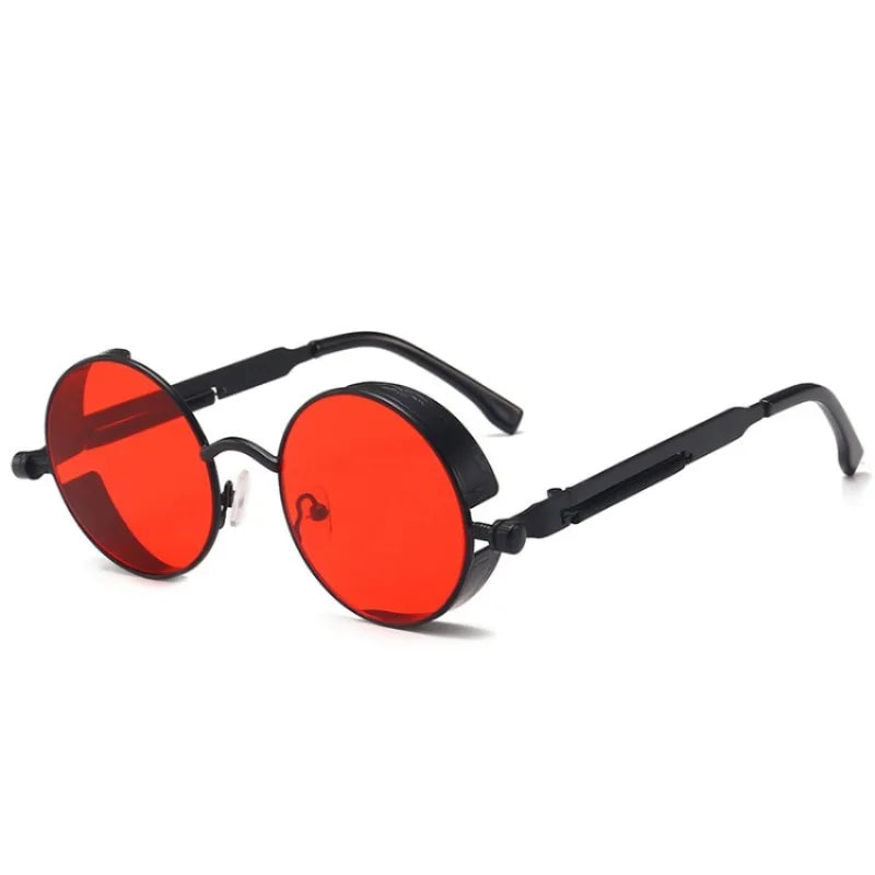 Retro Round Steampunk Sunglasses - Classic Metal Frame for Men and Women