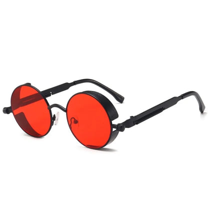 Retro Round Steampunk Sunglasses - Classic Metal Frame for Men and Women