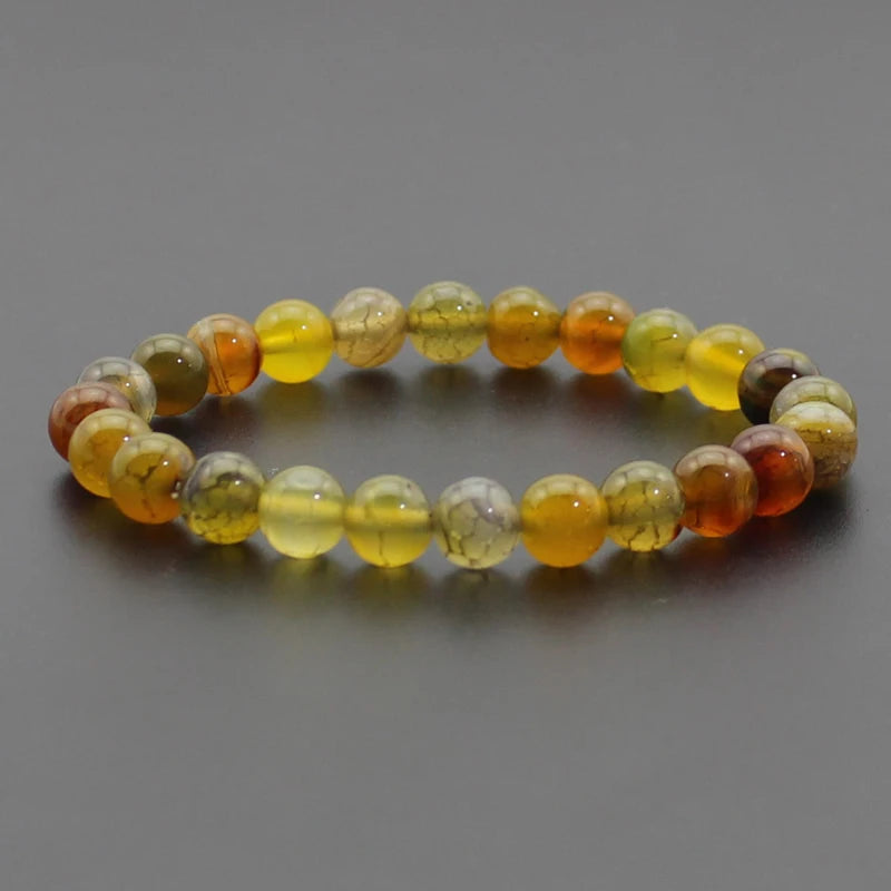 Energy Healing Beaded Bracelet - 8mm Natural Stones: Black Onyx, Lava, Tiger Eye, Agate, Quartz for Men and Women, Yoga & Chakra Jewelry