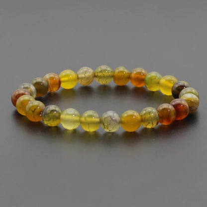 Energy Healing Beaded Bracelet - 8mm Natural Stones: Black Onyx, Lava, Tiger Eye, Agate, Quartz for Men and Women, Yoga & Chakra Jewelry