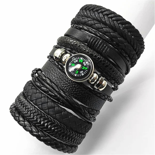 Leather Bracelets for Men and Women -10 Pcs Set of Handmade Black Woven- Stylish Bangles for Wholesale Gift Jewelry