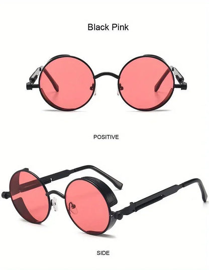 Retro Round Steampunk Sunglasses - Classic Metal Frame for Men and Women