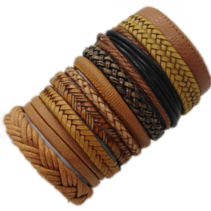 Leather Bracelets for Men and Women -10 Pcs Set of Handmade Black Woven- Stylish Bangles for Wholesale Gift Jewelry