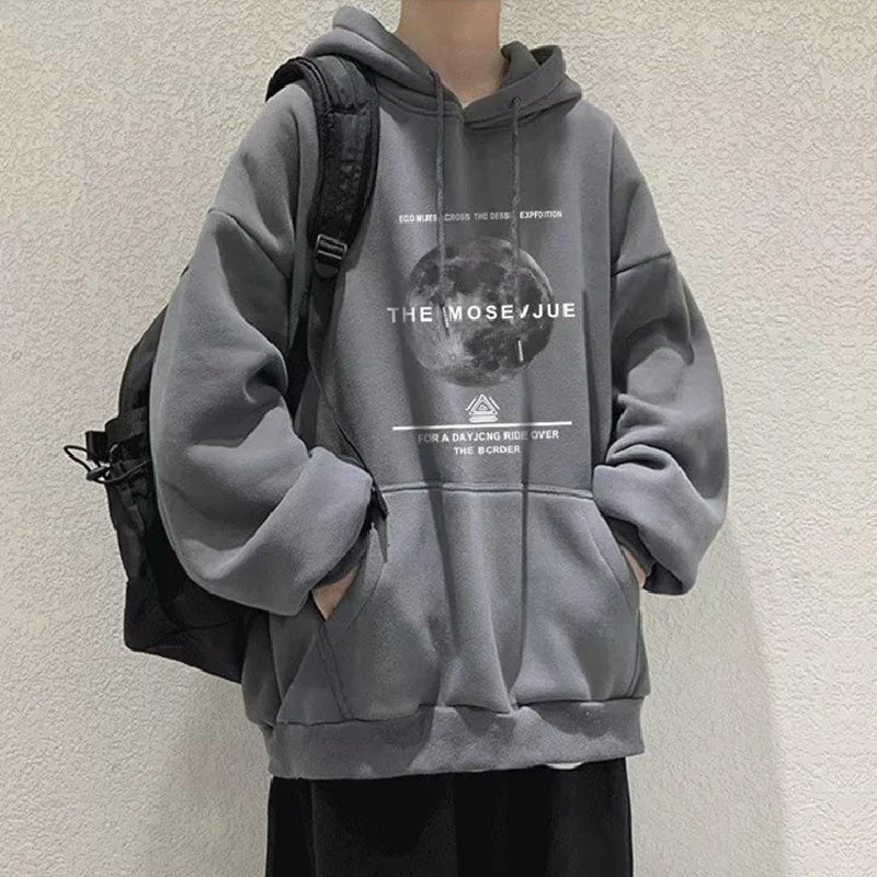 Winter Streetwear Hip Hop Fleece Hoodie - Baggy Pullover Sweatshirt