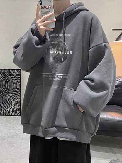 Winter Streetwear Hip Hop Fleece Hoodie - Baggy Pullover Sweatshirt