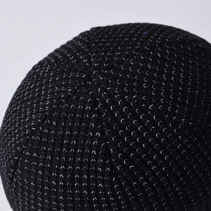 Men’s Reflective Beanie Hat - Solid Color Knitted Winter Skull Cap for Casual Style