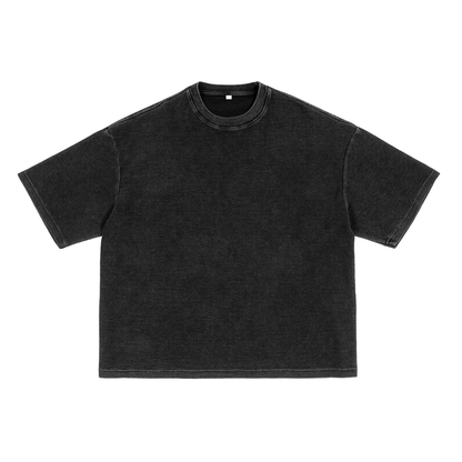 Waffle-Texture Washed Boxy T-Shirt (BACK)