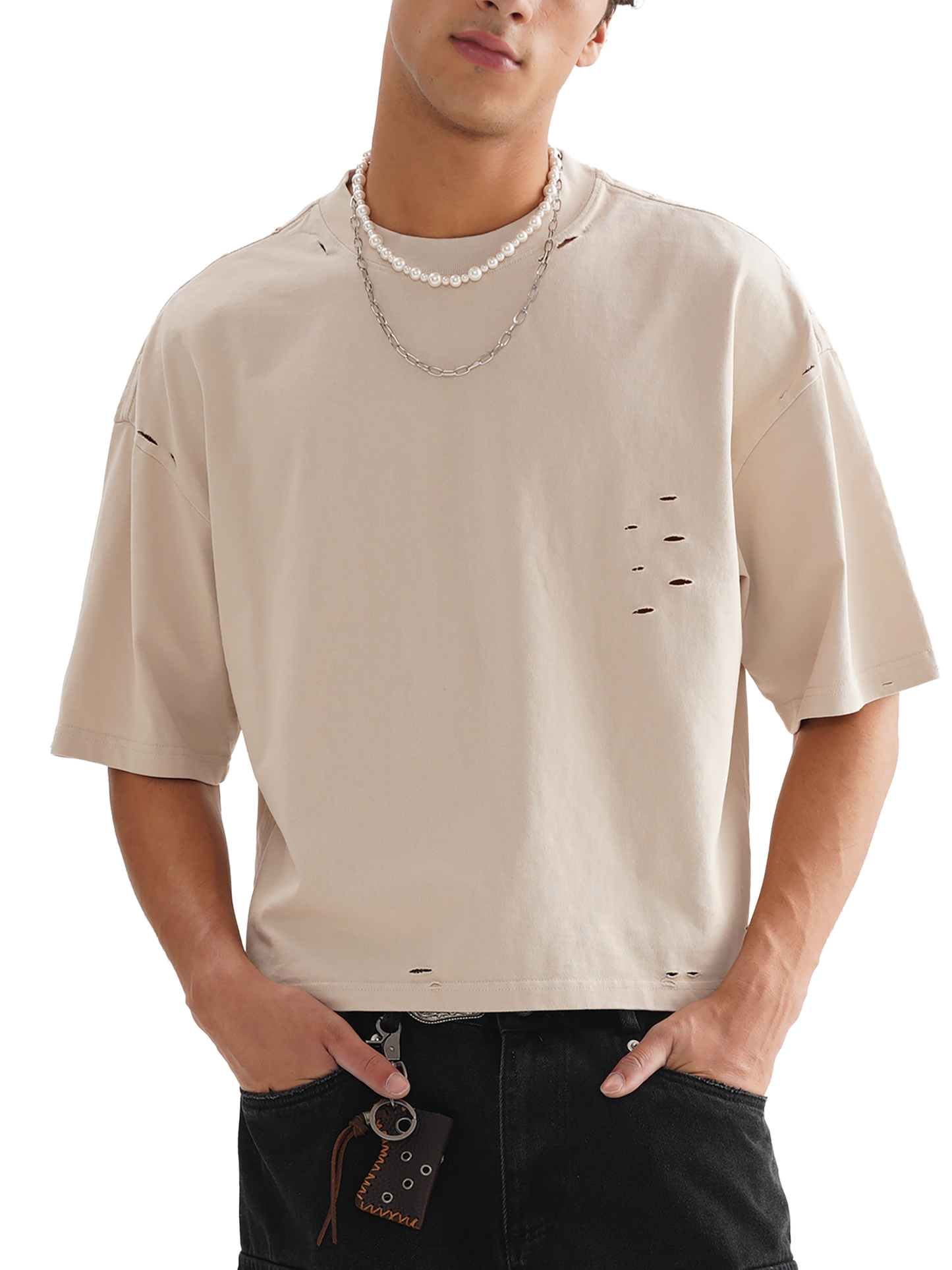 Classic Frayed Boxy Tee - 250 GSM (BACK)