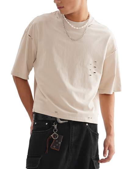 Classic Frayed Boxy Tee - 250 GSM (BACK)