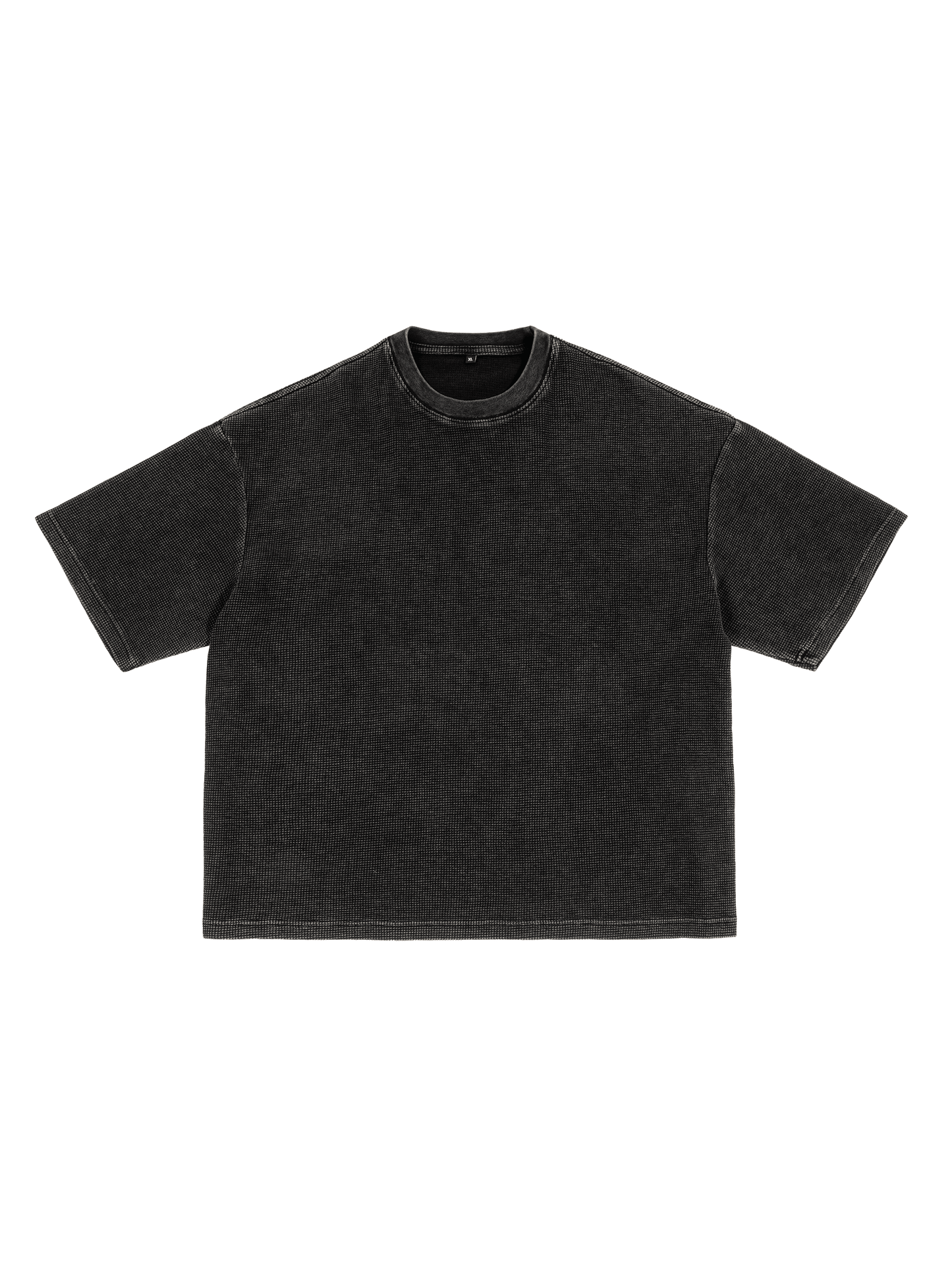 Waffle-Texture Washed Boxy T-Shirt (BACK)