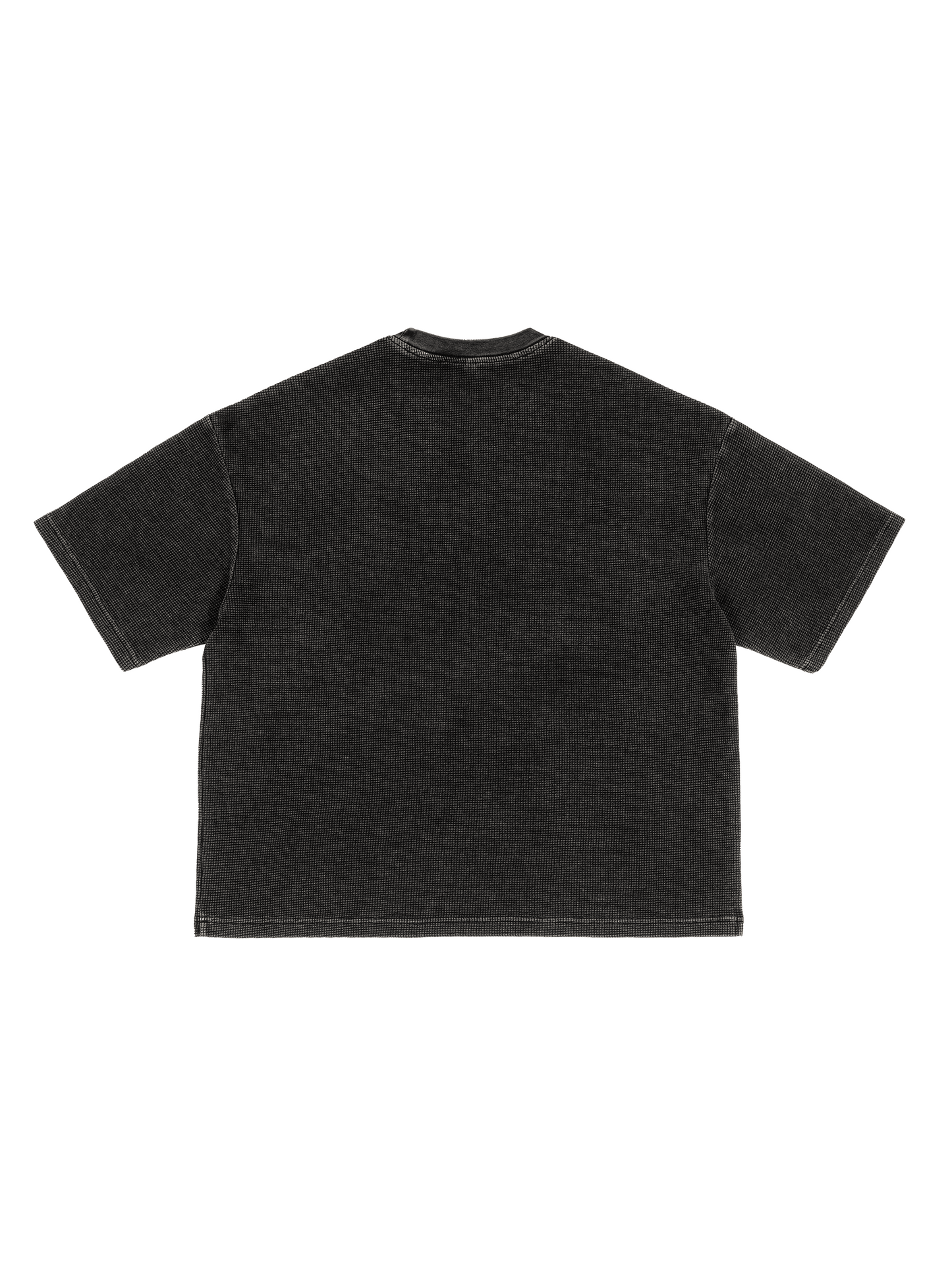 Waffle-Texture Washed Boxy T-Shirt (BACK)