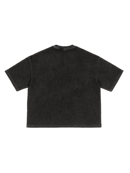 Waffle-Texture Washed Boxy T-Shirt (BACK)