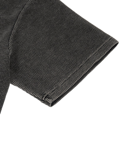 Waffle-Texture Washed Boxy T-Shirt (BACK)