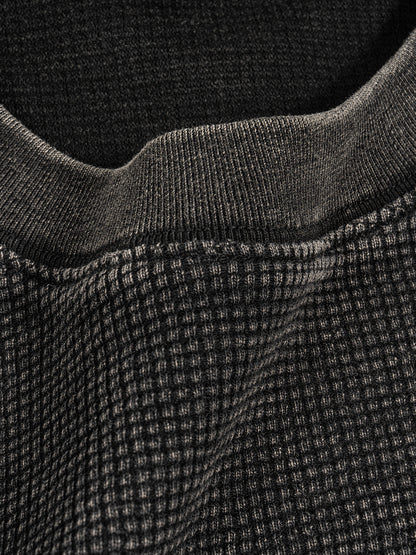 Waffle-Texture Washed Boxy T-Shirt (BACK)