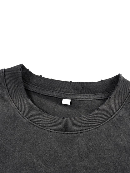 Sunfade Hand-Frayed Faux Two-Piece T-Shirt (BACK)