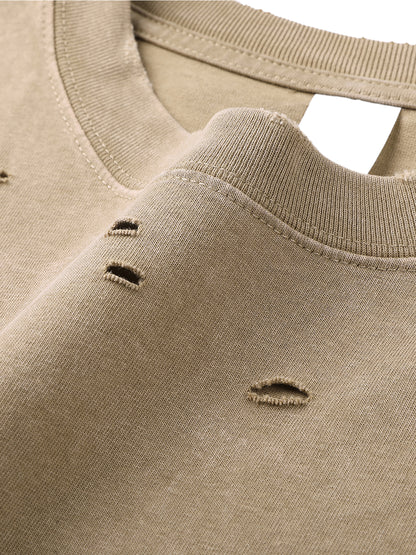 Heavyweight Snow Washed Hand-Frayed T-Shirt