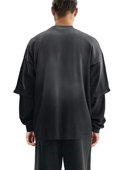 Sunfade Hand-Frayed Faux Two-Piece T-Shirt (BACK)